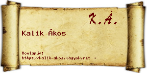 Kalik Ákos névjegykártya